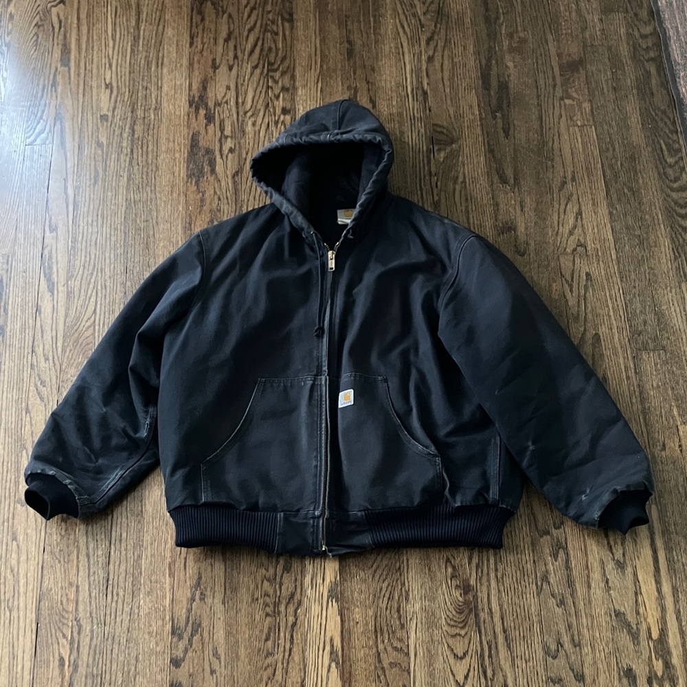 Carhartt Black Flannel-lined Active Jacket J140, Firm Duck, 3 Warmest Rating